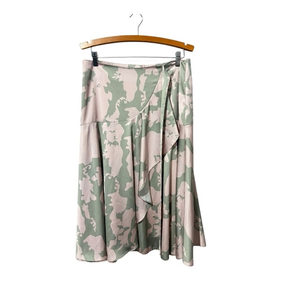 Carlucci Satin Skirt Ruffle Size 10 Women's Pink Green - Picture 1 of 6
